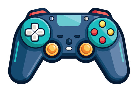 Colorful Modern Game Controller Illustration for Gaming Enthusiasts and Console Entertainment Design, Creative Blue Joystick