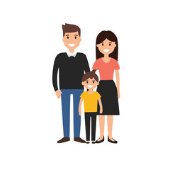 Happy family standing together smiling parents child