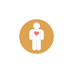 Person with heart symbol inside orange circle vector
