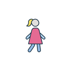 Pink dress girl with blonde ponytail walking blonde hair blue legs