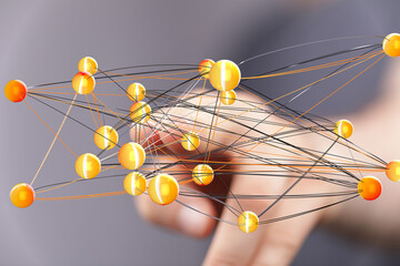 Abstract image depicting a complex network connection, ideal for technology, communication, and...