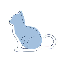 Blue cat outline