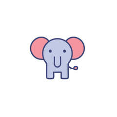 Blue elephant with pink ears
