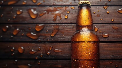 beer bottle on wooden table