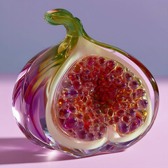 Pomegranate-Shaped Glass Art Sculpture: Vibrant and Decorative Table Centerpiece with Luxurious Contemporary Design