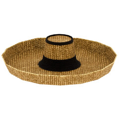 3d render straw hat wide brim with transparent background