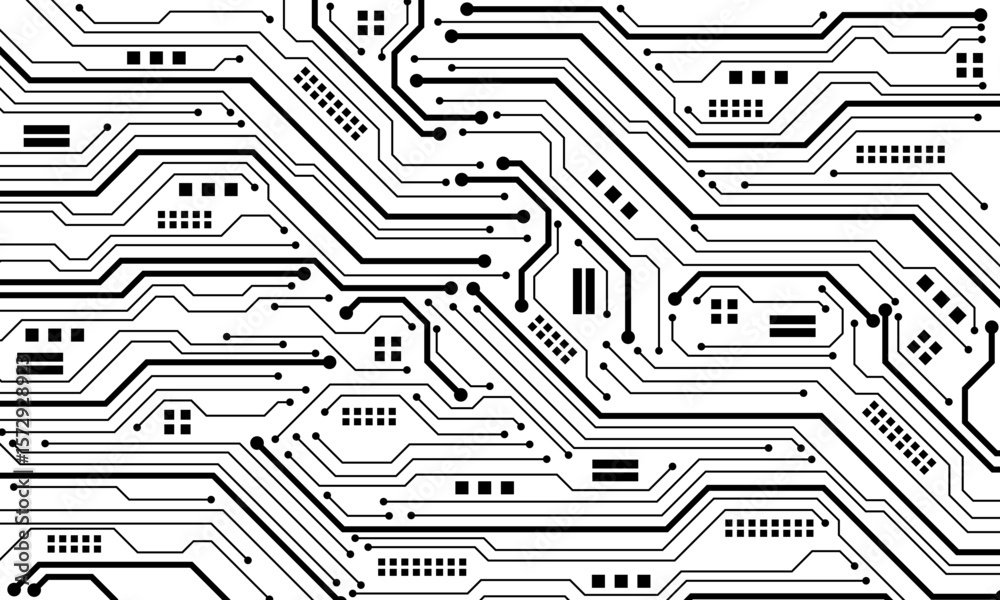 Poster abstract black circuit board technology connected lines electronics elements computer motherboard ch