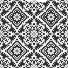Monochrome seamless pattern with geometric ornament. stock illustration  black and white , white background