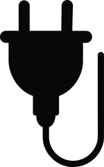 electric plug icon vector silhouette on transparent background