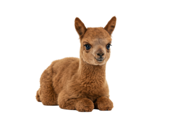 Isolated Adorable Baby Alpaca Laying Down