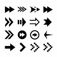 Curved and Geometric Bold Direction Arrow Icon Set vector.