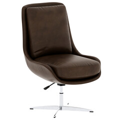 3d render brown leather lounge chair modern with transparent background