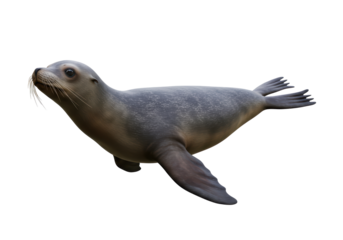 Isolated Swimming Seal in Natural Pose