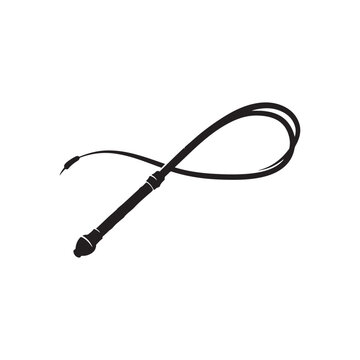 Leather whip silhouette isolated on white background. Leather whip icon vector illustration design.
