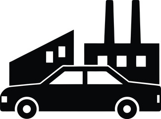 car factory icon vector silhouette on transparent background
