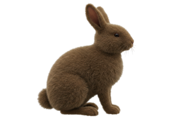 Isolated Fluffy Brown Bunny Rabbit Sitting