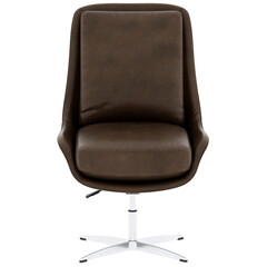 3d render brown leather lounge chair modern with transparent background
