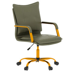 3d render green office chair yellow base with transparent background