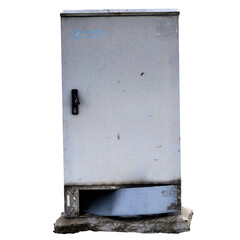 3d render outdoor telecom metal cabinet with transparent background