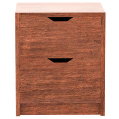 3d render wooden two drawer nightstand with transparent background