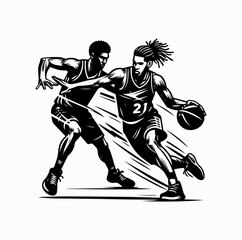 Fototapeta premium Streetball 1v1 Crossover Move Logo Vector Isolated on White Background