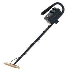 3d render vintage metal detector device with transparent background