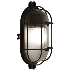 3d render industrial cage wall light with transparent background