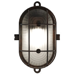 3d render industrial cage wall light with transparent background