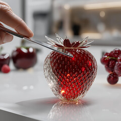 Elegant Crystal and Fruit Design: Handcrafted Decorative Art for Sophisticated Interiors