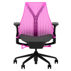 3d render ergonomic pink mesh office chair with transparent background