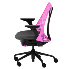 3d render ergonomic pink mesh office chair with transparent background