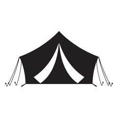 Minimalist Black Tent Silhouette Vector on White Background – Outdoor Camping Design for Adventure Projects with Dome, Ridge, A-Frame, and Tunnel Tent Styles. Thank You . 