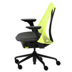 3d render ergonomic yellow mesh office chair with transparent background