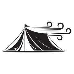 Minimalist Black Tent Silhouette Vector on White Background – Outdoor Camping Design for Adventure Projects with Dome, Ridge, A-Frame, and Tunnel Tent Styles. Thank You . 