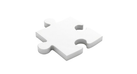 White jigsaw puzzle piece close up isolated PNG with Transparent Background