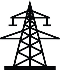 power line icon vector silhouette on transparent background