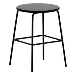 3d render minimalist black metal stool with transparent background