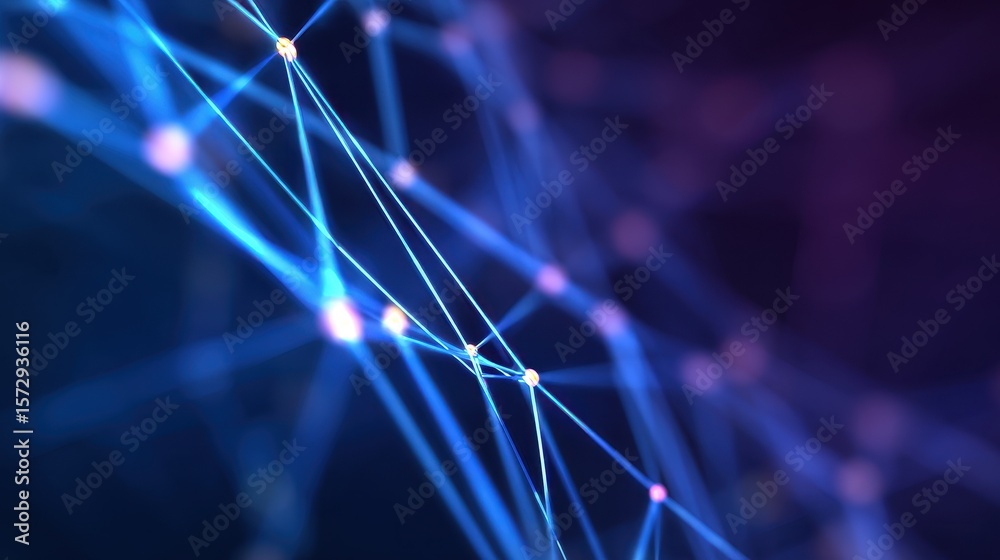 Aufkleber Abstract representation of interconnected blue lines and nodes creating a digital network background