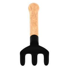 3d render hand rake gardening tool wooden with transparent background