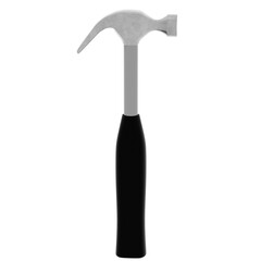 3d render metal claw hammer carpentry tool with transparent background