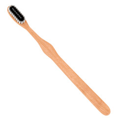 3d render wooden toothbrush bristles hygiene with transparent background