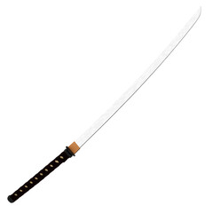 3d render japanese katana samurai sword weapon with transparent background