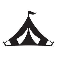 Minimalist Black Tent Silhouette Vector on White Background – Outdoor Camping Design for Adventure Projects with Dome, Ridge, A-Frame, and Tunnel Tent Styles. Thank You . 