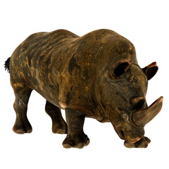 3d render realistic rhinoceros model with transparent background