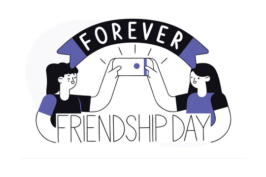 Two happy friends celebrate friendship day by taking a selfie together capturing their bond forever with a smartphone