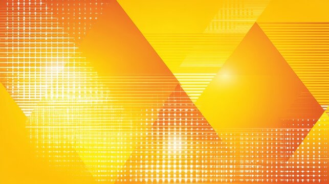 Geometric abstract background with overlapping glowing triangles in warm yellow and orange tones. Modern digital concept for design, presentation, branding, layout, and minimal visual identity