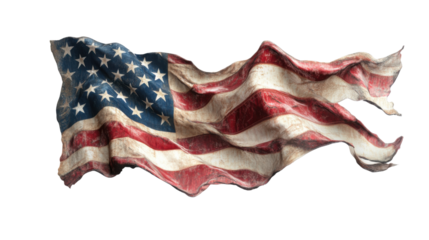 wavy American flag on white background