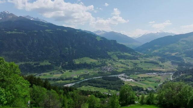 Falera - Historic swiss Chruch and beatiful view of traditional village