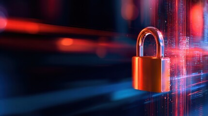 A glowing padlock symbolizing digital security amidst a vibrant, abstract background