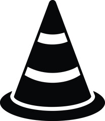 traffic cone icon vector silhouette on transparent background
